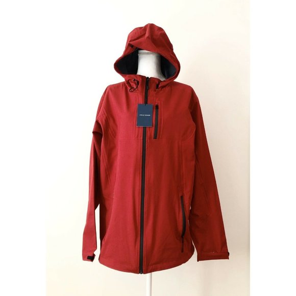 Cole Haan Grand.ØS Windbreaker Shell Jacket Red - Picture 3 of 8
